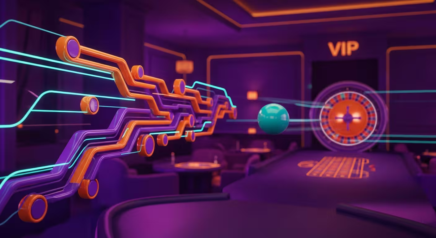 Futuristic AI transforming online gambling with neural networks and casino elements